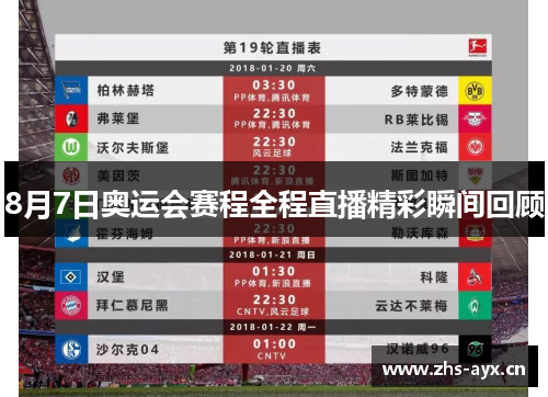 8月7日奥运会赛程全程直播精彩瞬间回顾