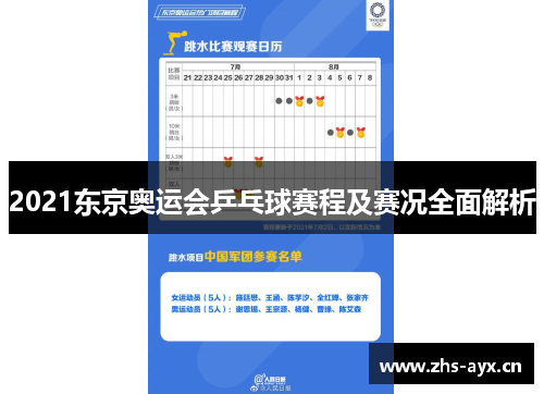 2021东京奥运会乒乓球赛程及赛况全面解析